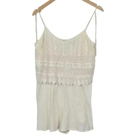 Topshop Romper Crochet Lace V-Neck Cream Ivory Size 8 - Picture 5 of 11
